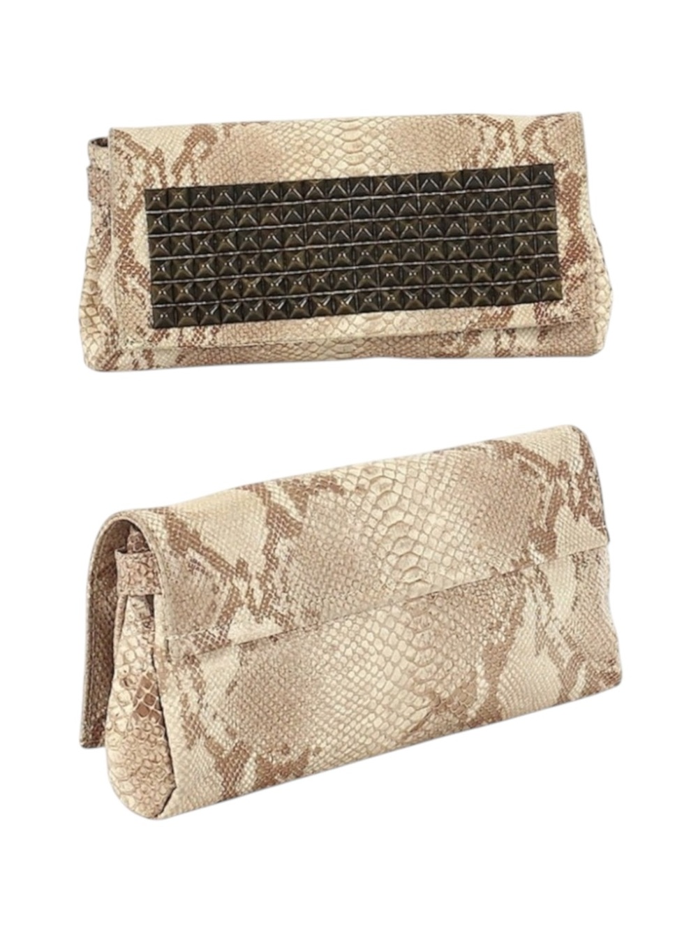 new Tylie Malibu 𓆙 Runaway Rockstud Python Skinny Clutch Bag 𓆙 Red Carpet Hot - Picture 3 of 16